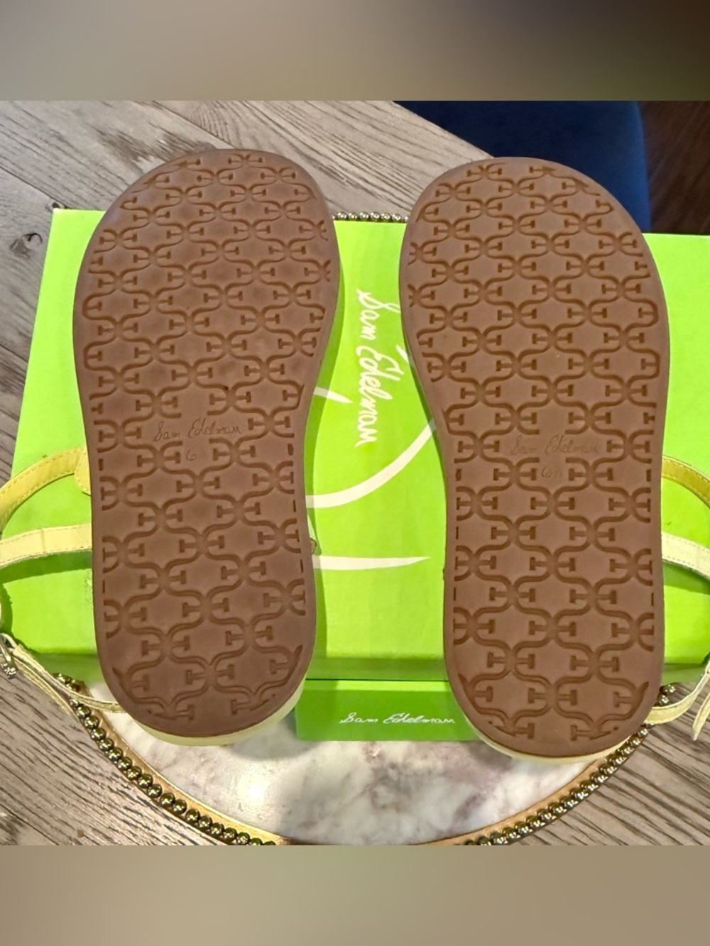 Sam Edelman Naomi Leather T-Strap Sandals |Sz. 6.5M |Kiwi/Pale Green (NWB) - Picture 7 of 7